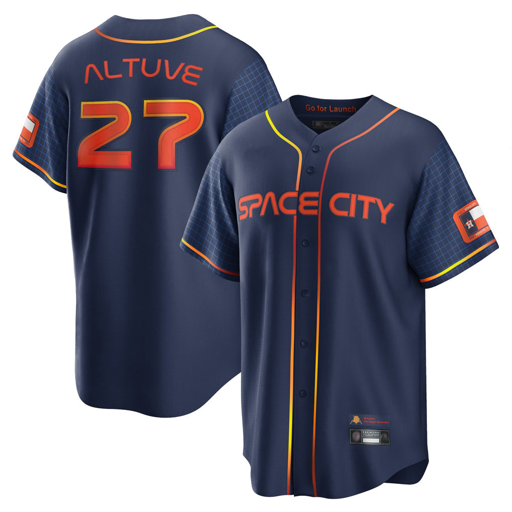 Fenge H.Astros #27 Jose Altuve Player Navy City Connect Home Game Stitched Jerseys