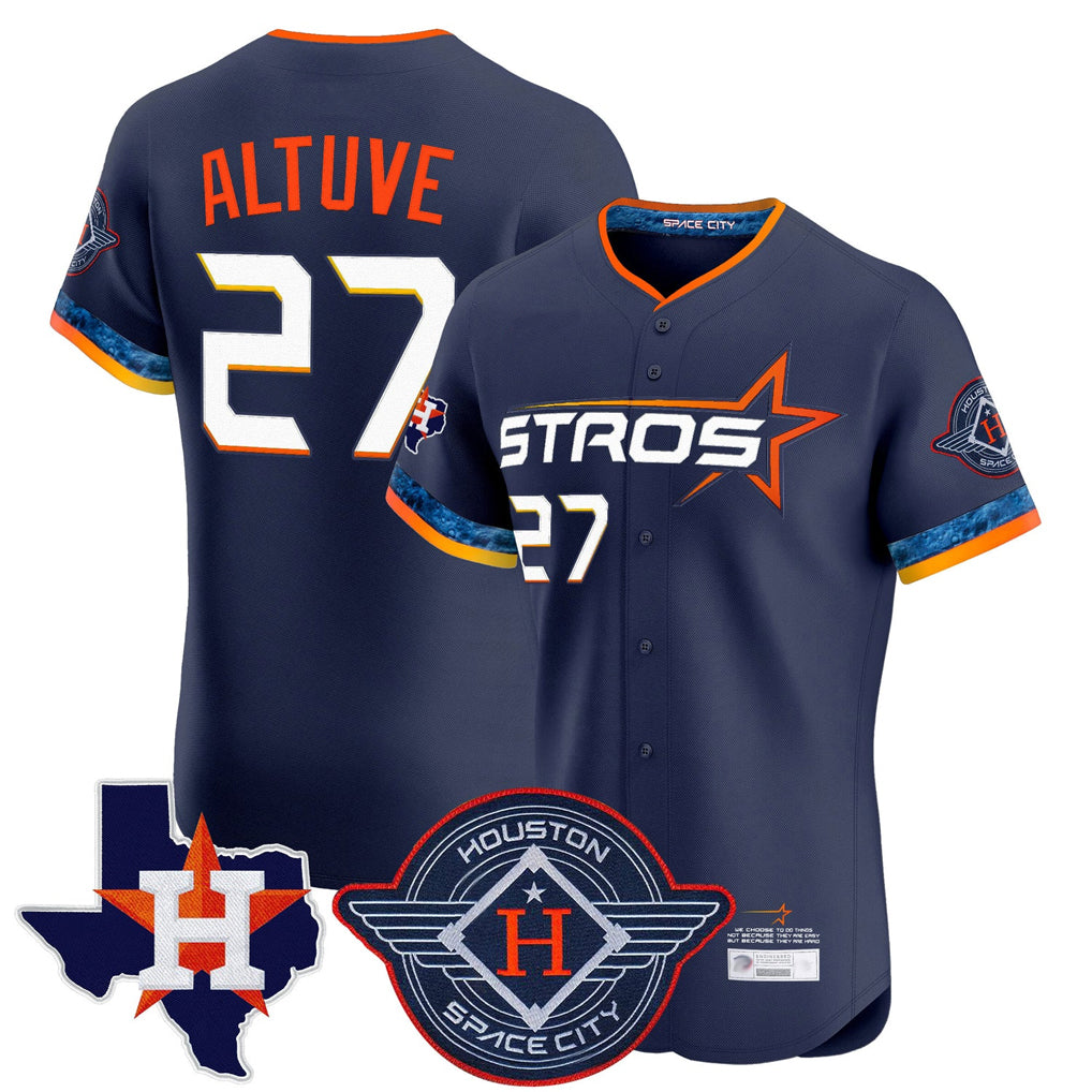 Fenge H.Astros #27 Jose Altuve Player Navy City Connect Texas Patch Vapor Premier Limited Elite Home Stitched Jerseys