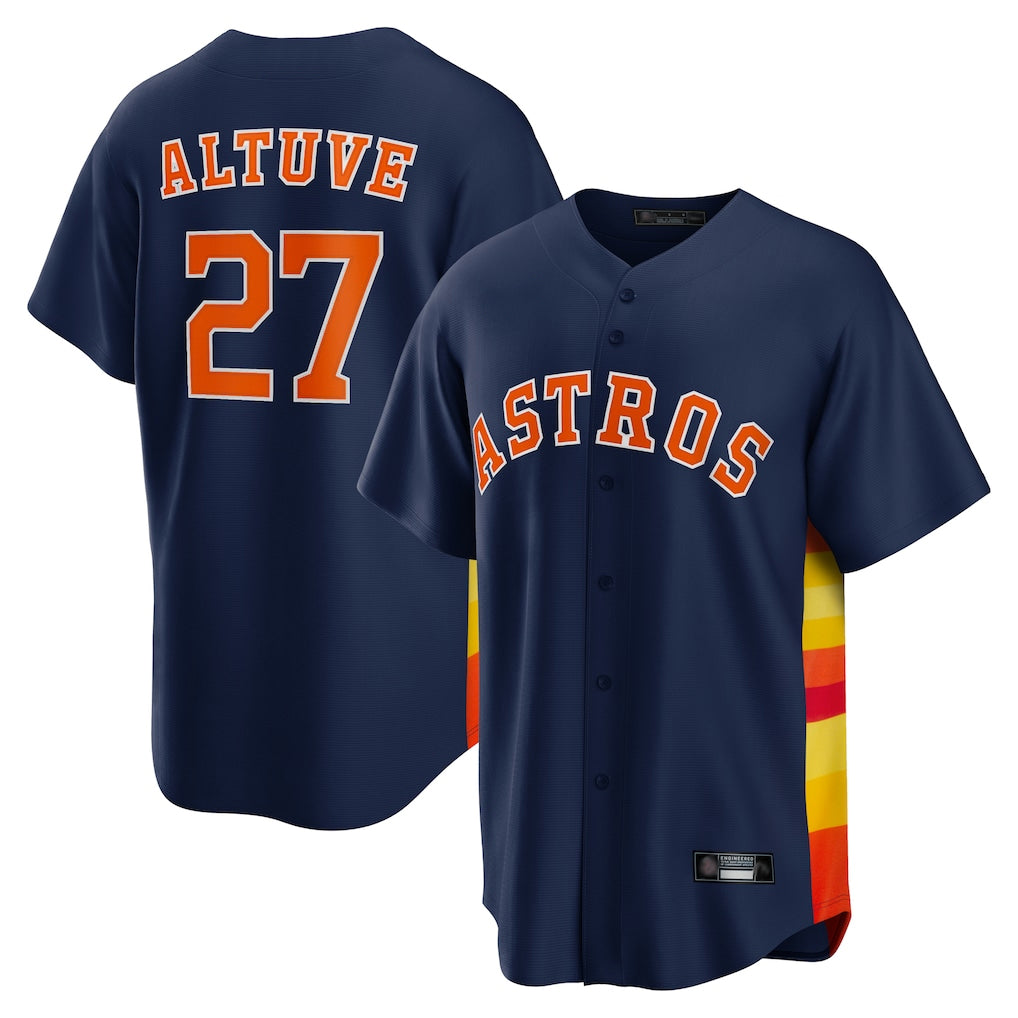 Fenge H.Astros #27 Jose Altuve Player Navy Home Game Stitched Jerseys