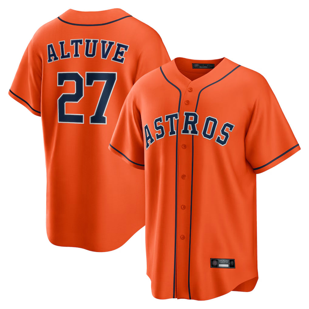 Fenge H.Astros #27 Jose Altuve Player Orange Home Game Stitched Jerseys