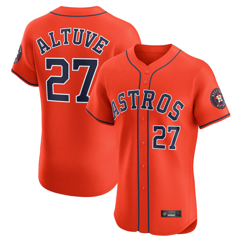 Fenge H.Astros #27 Jose Altuve Player Orange Home Limited Elite Stitched Jerseys