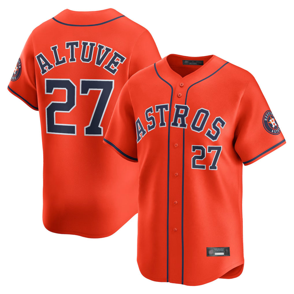 Fenge H.Astros #27 Jose Altuve Player Orange Home Limited Stitched Jerseys