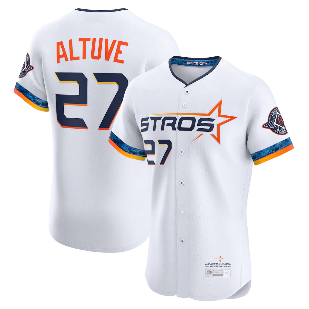 Fenge H.Astros #27 Jose Altuve Player White City Connect Limited Elite Home Stitched Jerseys