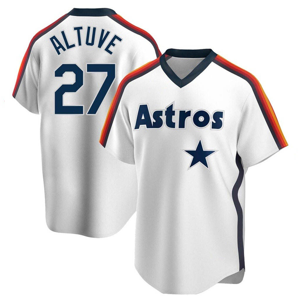 Fenge H.Astros #27 Jose Altuve Player White Cooperstown Collection T-shirt Stitched Jerseys
