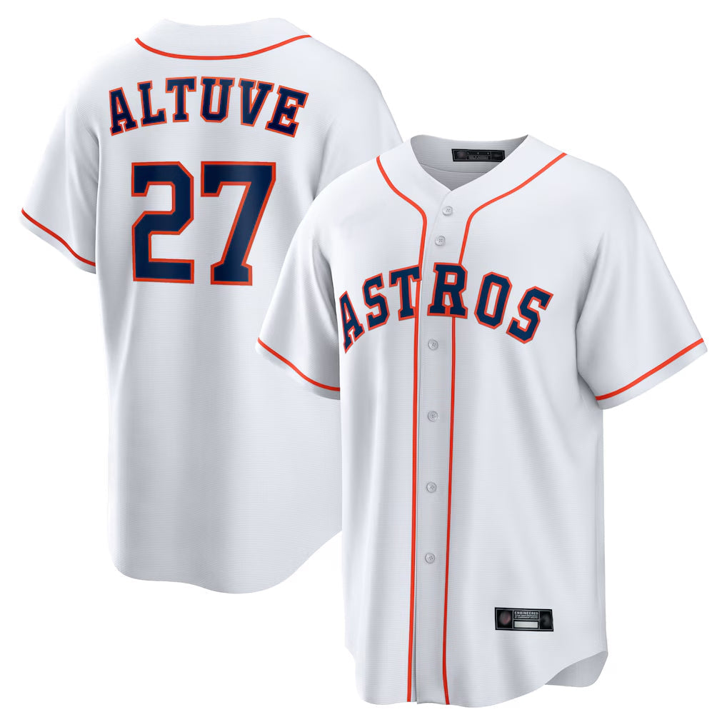 Fenge H.Astros #27 Jose Altuve Player White Home Game Stitched Jerseys