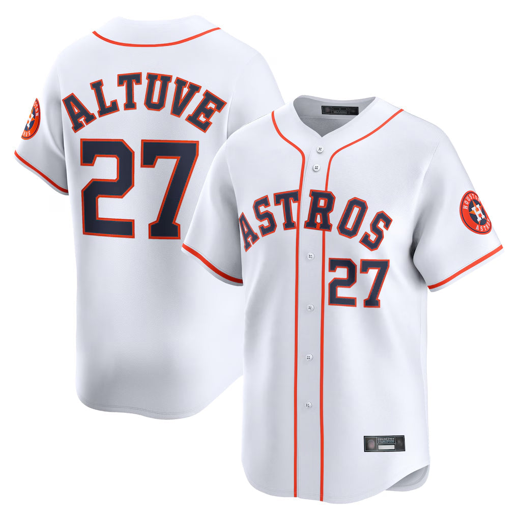 Fenge H.Astros #27 Jose Altuve Player White Home Limited Stitched Jerseys