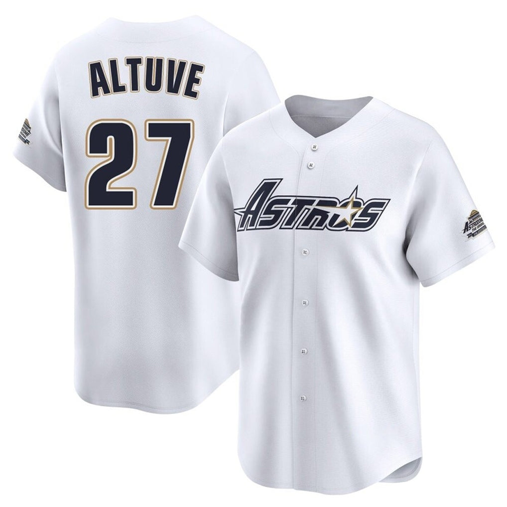 Fenge H.Astros #27 Jose Altuve Player White Throwback Cooperstown Collection Limited Stitched Jerseys