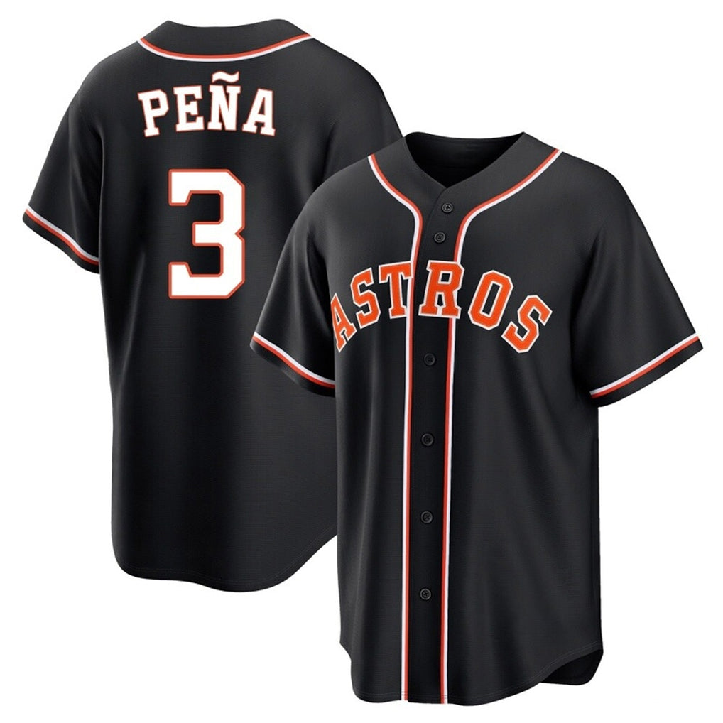 Fenge H.Astros #3 Jeremy Pe?a Player Black Fashion Out Home Game Stitched Jerseys