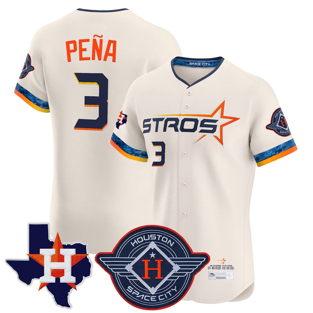 Fenge H.Astros #3 Jeremy Pe?a Player Cream City Connect Texas Patch Vapor Premier Limited Elite Home Stitched Jerseys