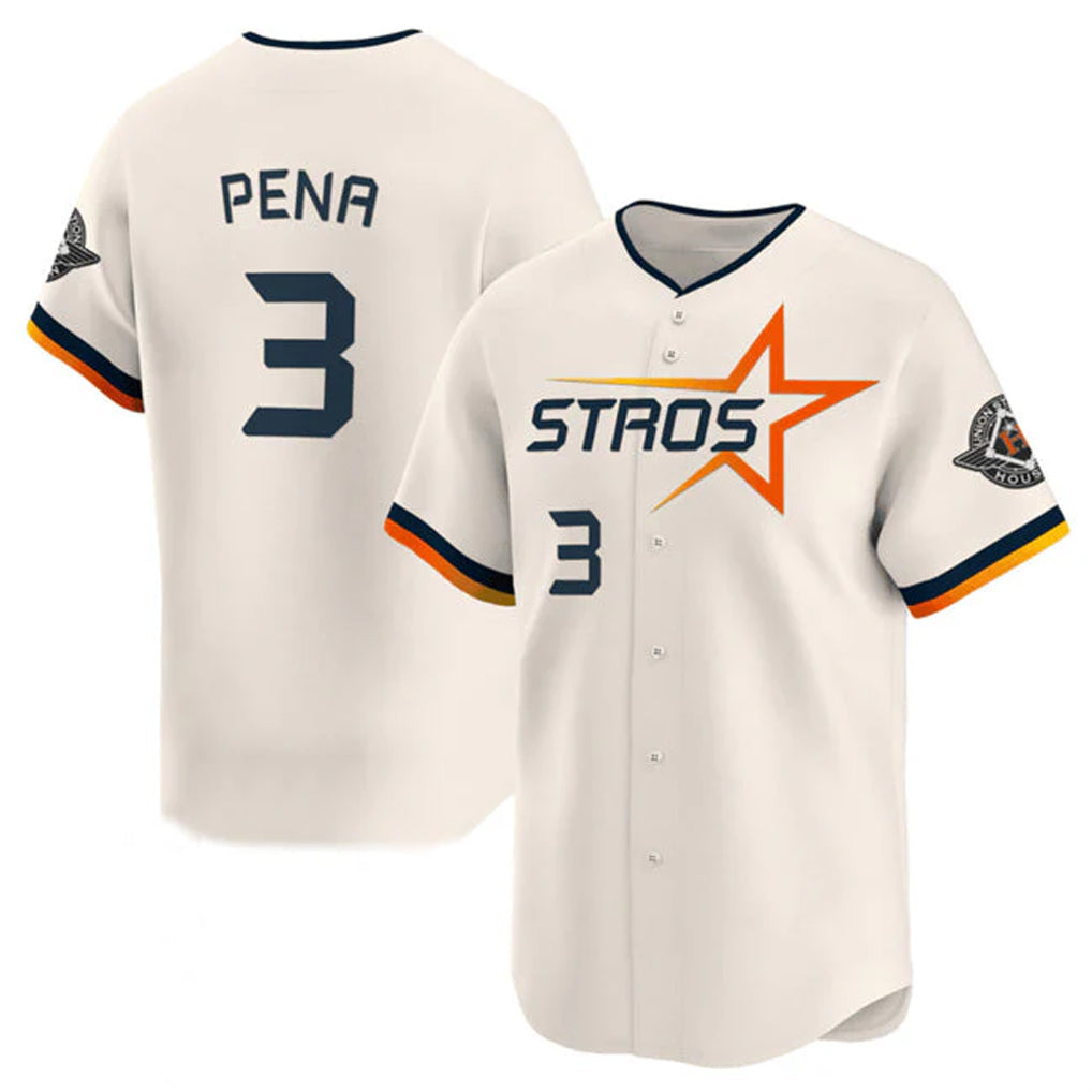 Fenge H.Astros #3 Jeremy Pe?a Player Cream Limited Home Stitched Jerseys