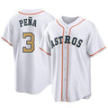 Fenge H.Astros #3 Jeremy Pe?a Player Gold Collection Game Home Stitched Jerseys