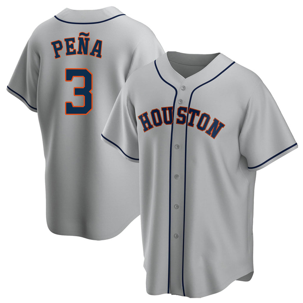 Fenge H.Astros #3 Jeremy Pe?a Player Gray Home Game Stitched Jerseys