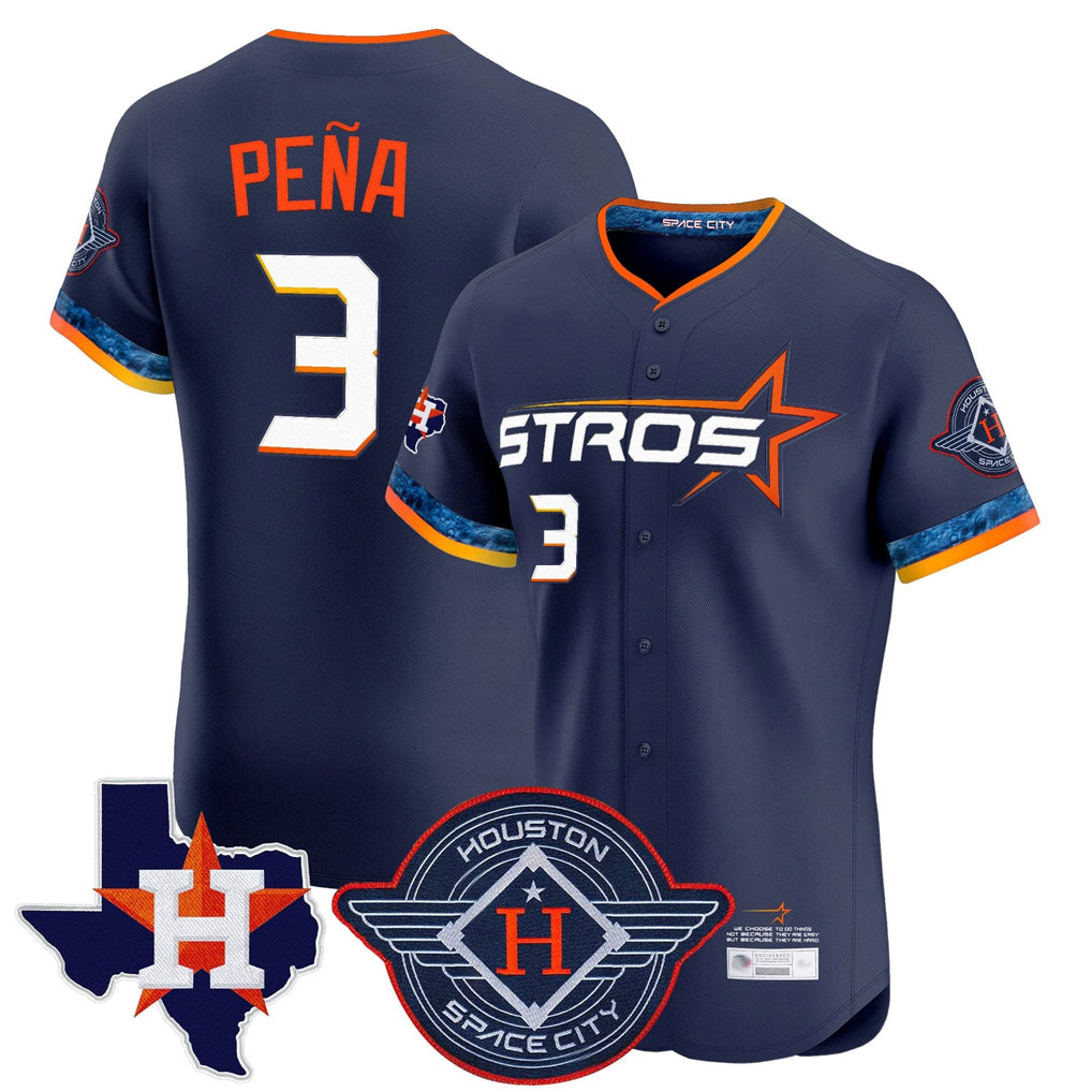 Fenge H.Astros #3 Jeremy Pe?a Player Navy City Connect Texas Patch Vapor Premier Limited Elite Home Stitched Jerseys