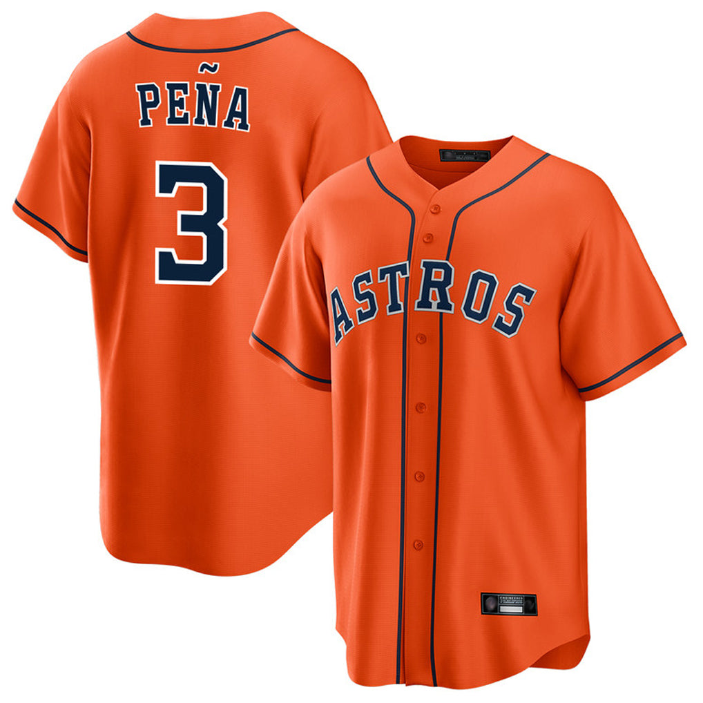 Fenge H.Astros #3 Jeremy Pe?a Player Orange Home Game Stitched Jerseys