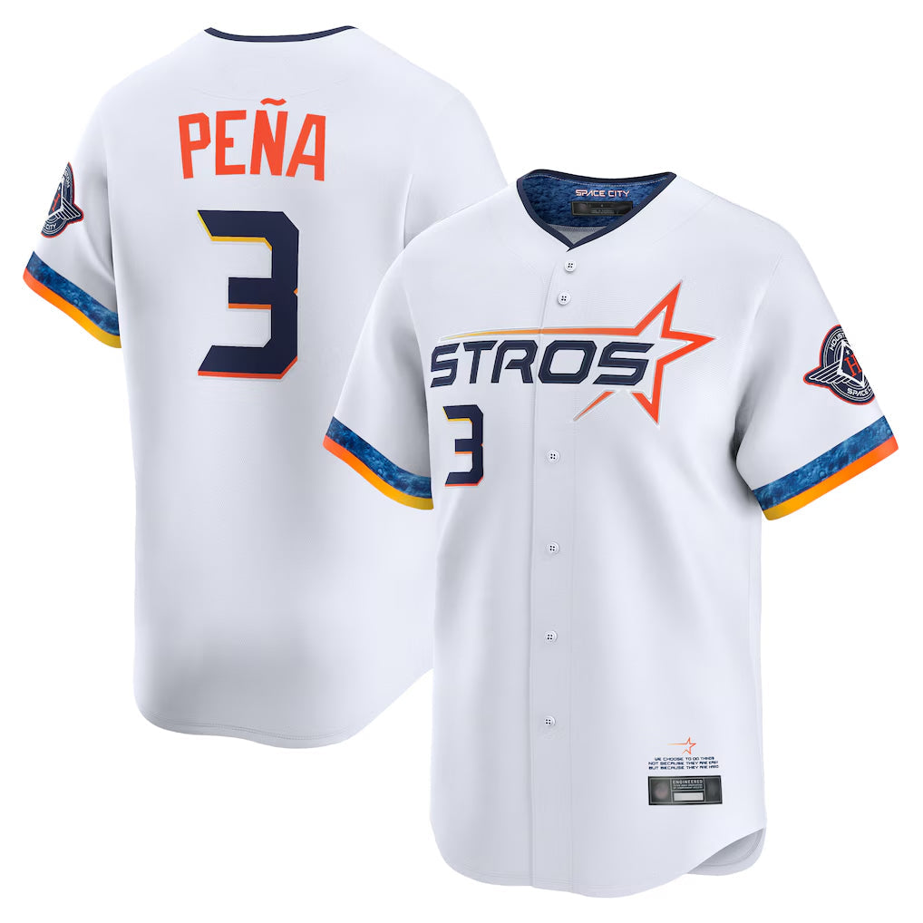 Fenge H.Astros #3 Jeremy Pe?a Player White City Connect Limited Home Stitched Jerseys