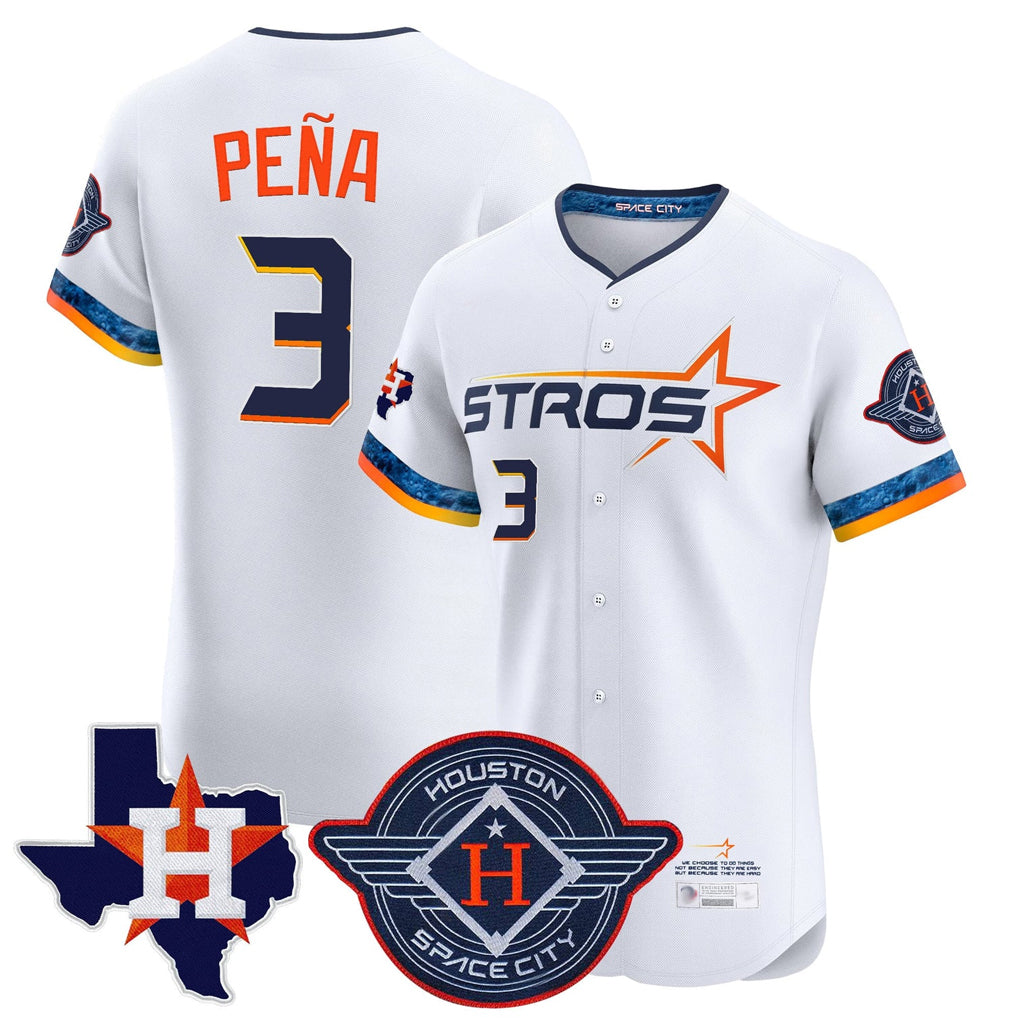 Fenge H.Astros #3 Jeremy Pe?a Player White City Connect Texas Patch Vapor Premier Limited Elite Home Stitched Jerseys