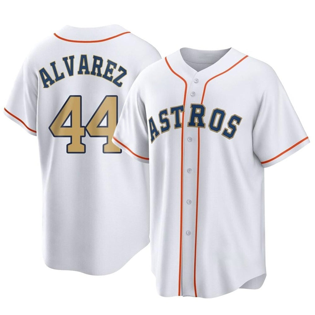 Fenge H.Astros #44 Yordan Alvarez Player Gold Collection Game Home Stitched Jerseys