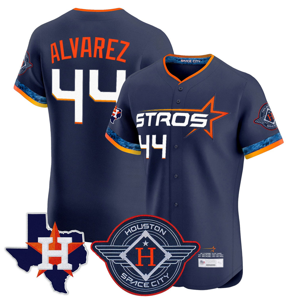 Fenge H.Astros #44 Yordan Alvarez Player Navy City Connect Texas Patch Vapor Premier Limited Elite Home Stitched Jerseys