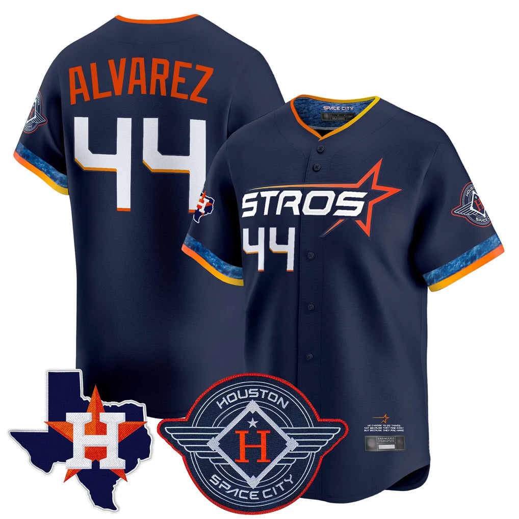 Fenge H.Astros #44 Yordan Alvarez Player Navy City Connect Texas Patch Vapor Premier Limited Home Stitched Jerseys