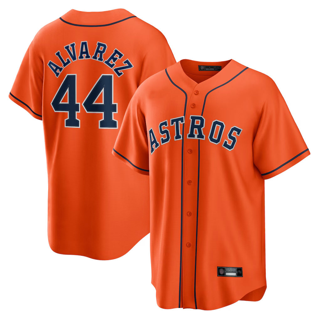 Fenge H.Astros #44 Yordan Alvarez Player Orange Home Game Stitched Jerseys