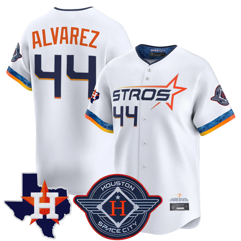 Fenge H.Astros #44 Yordan Alvarez Player White City Connect Texas Patch Vapor Premier Limited Home Stitched Jerseys