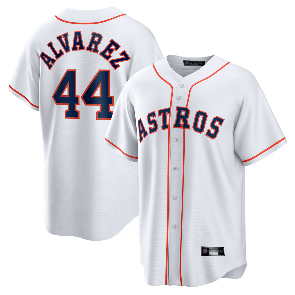 Fenge H.Astros #44 Yordan Alvarez Player White Home Game Stitched Jerseys