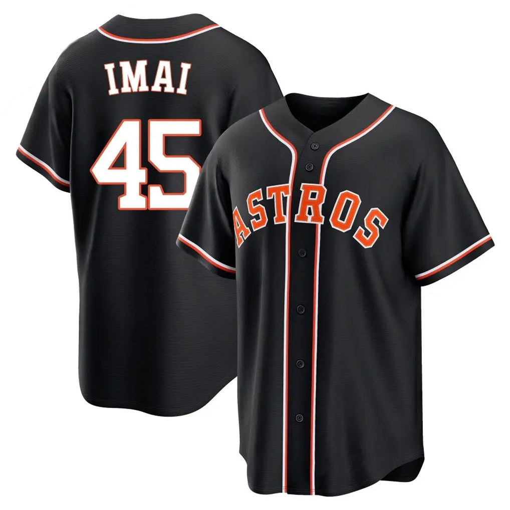Fenge H.Astros #45 Tatsuya Imai Player Black Fashion Out Home Game Stitched Jerseys