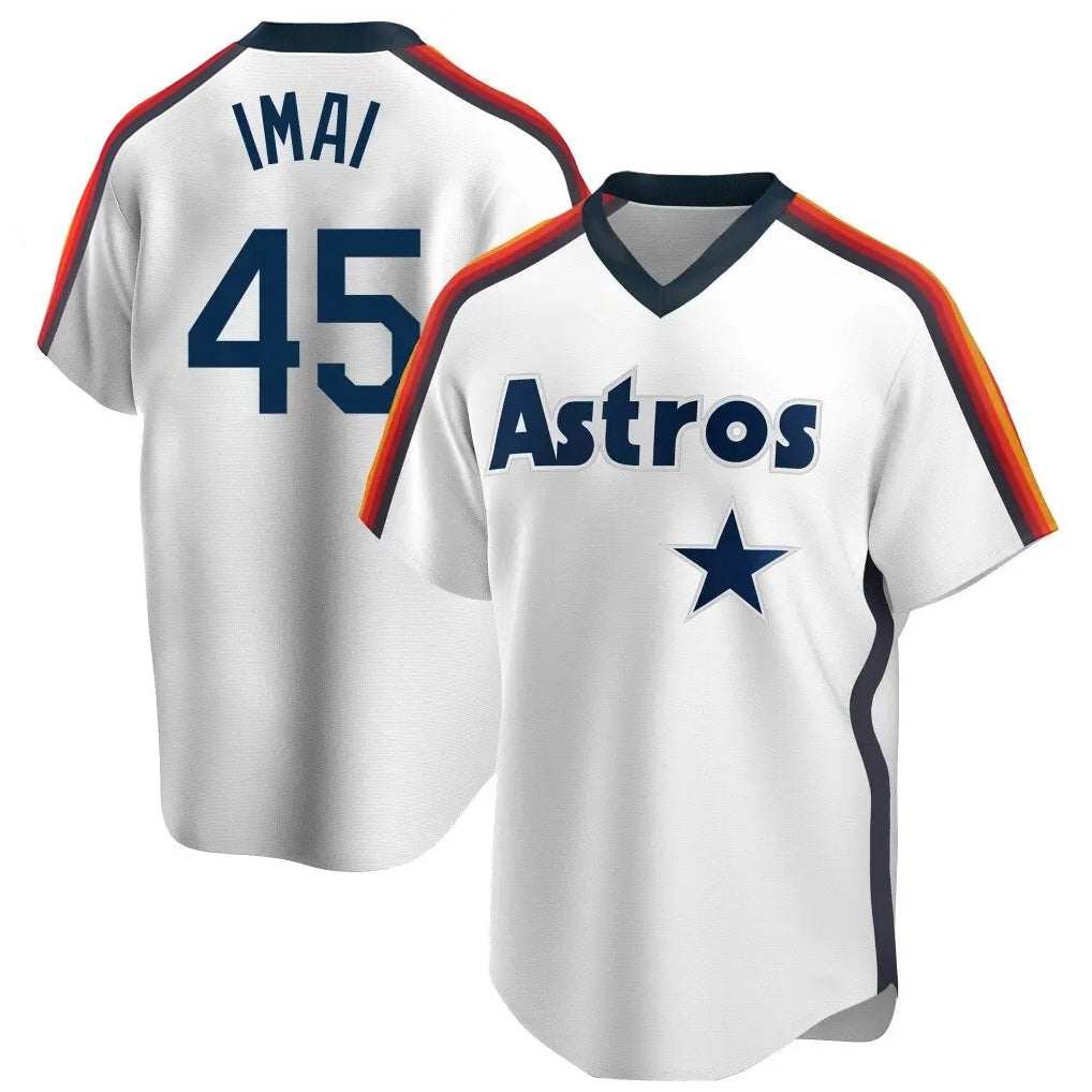 Fenge H.Astros #45 Tatsuya Imai Player White Cooperstown Collection T-shirt Stitched Jerseys
