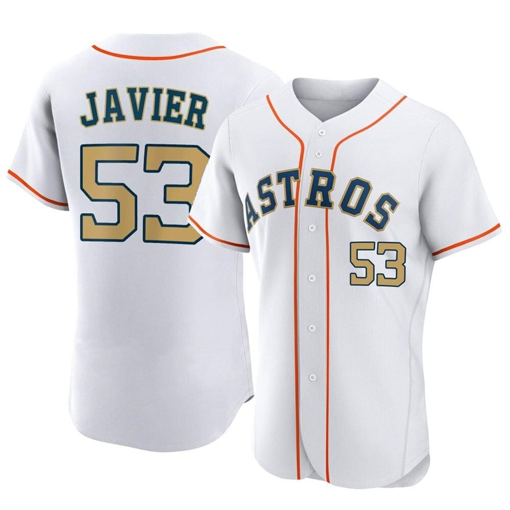 Fenge H.Astros #53 Cristian Javier Player Gold Collection Limited Elite Home Stitched Jerseys