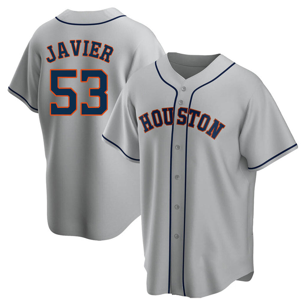 Fenge H.Astros #53 Cristian Javier Player Gray Home Game Stitched Jerseys