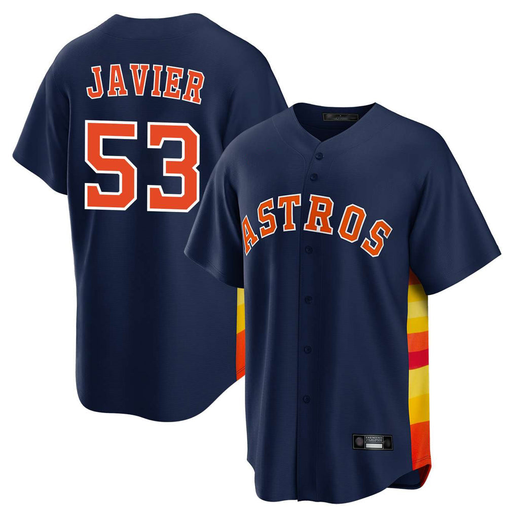Fenge H.Astros #53 Cristian Javier Player Navy Home Game Stitched Jerseys