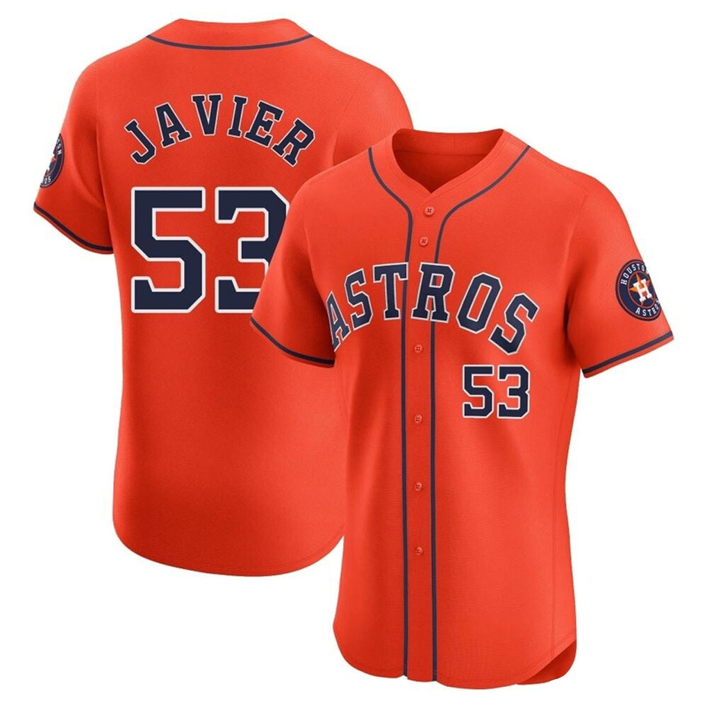Fenge H.Astros #53 Cristian Javier Player Orange Home Limited Elite Stitched Jerseys