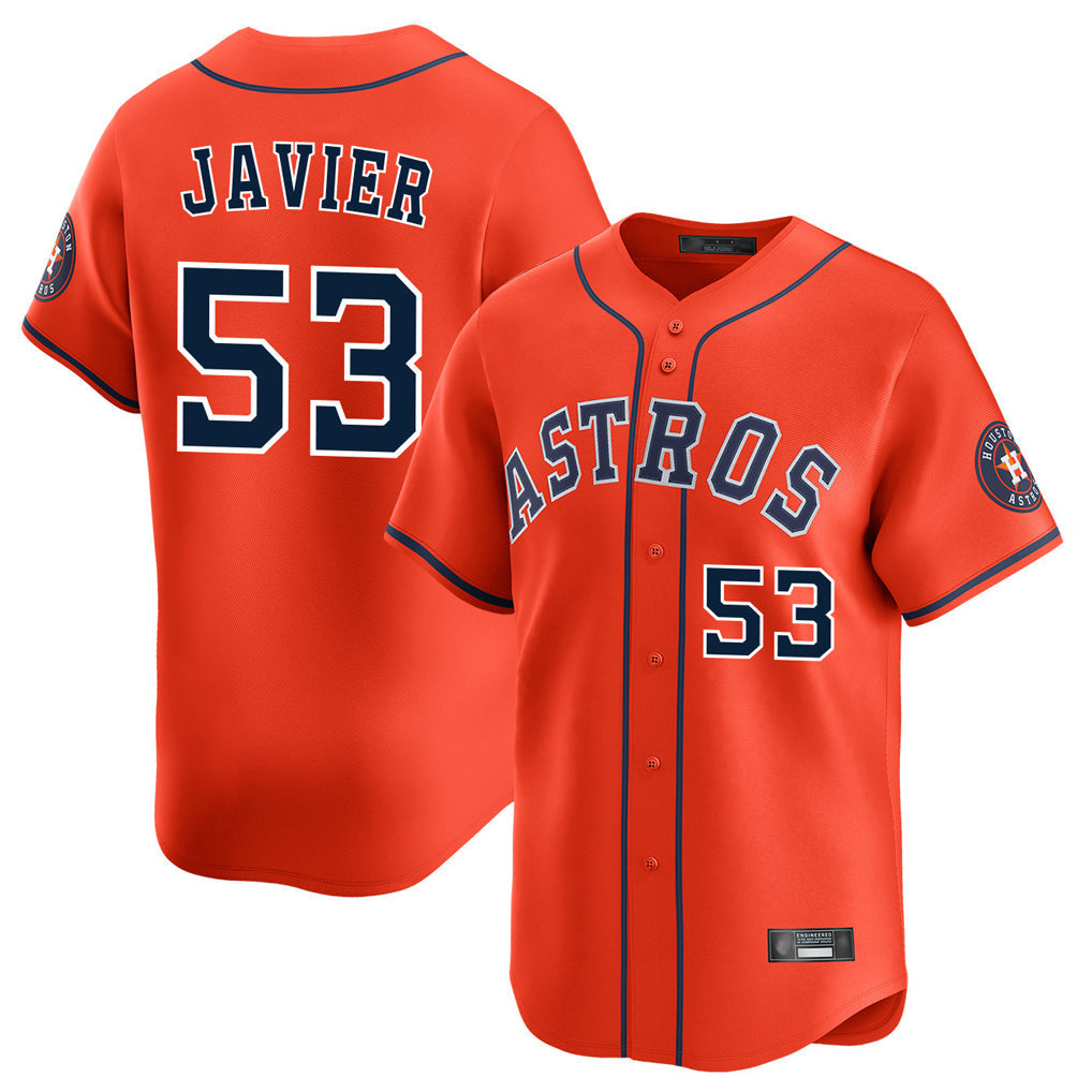 Fenge H.Astros #53 Cristian Javier Player Orange Home Limited Stitched Jerseys