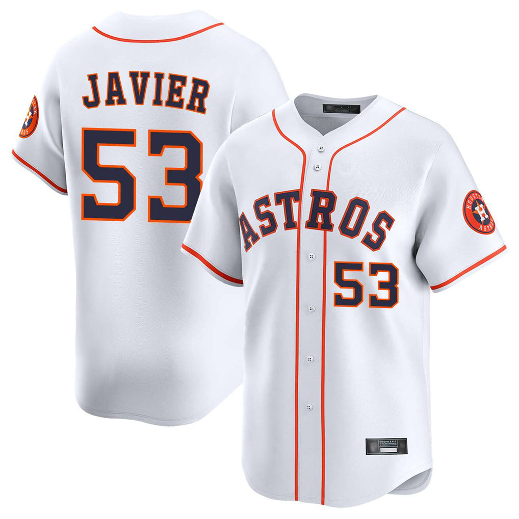 Fenge H.Astros #53 Cristian Javier Player White Home Limited Stitched Jerseys