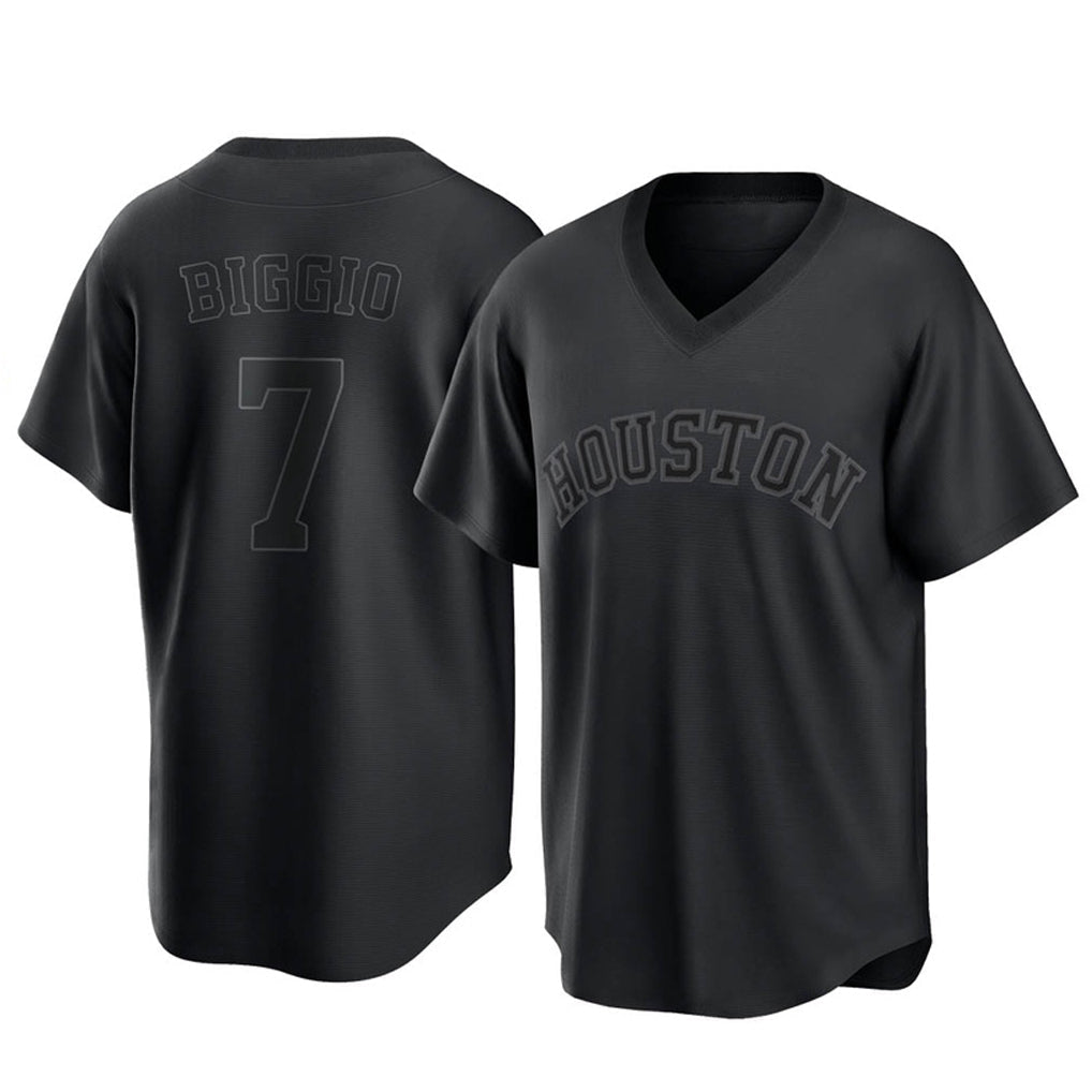 Fenge H.Astros #7 Craig Biggio Player Black Fashion T-shirt Home Game Stitched Jerseys