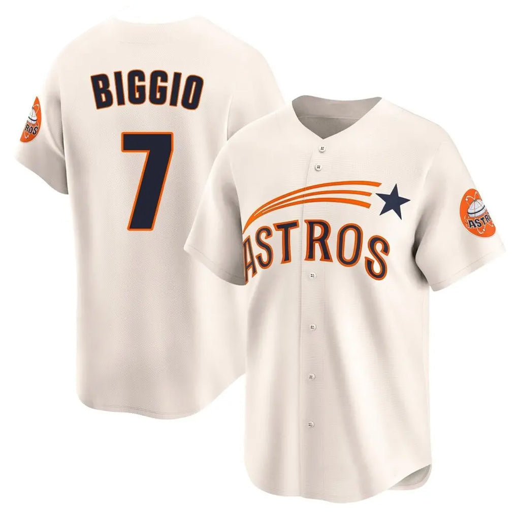 Fenge H.Astros #7 Craig Biggio Player Cream Throwback Cooperstown Collection Limited Stitched Jerseys