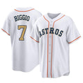 Fenge H.Astros #7 Craig Biggio Player Gold Collection Game Home Stitched Jerseys