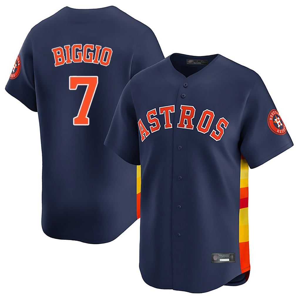 Fenge H.Astros #7 Craig Biggio Player Navy Home Limited Stitched Jerseys