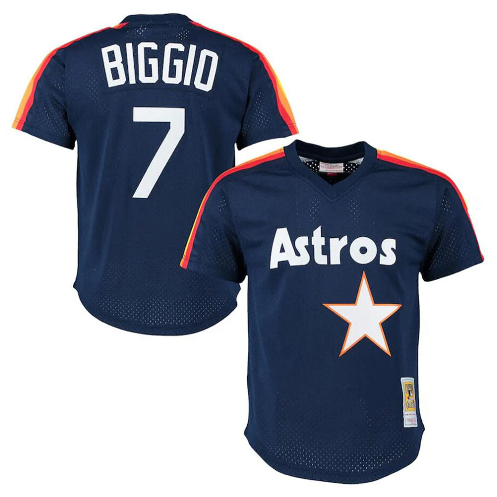 Fenge H.Astros #7 Craig Biggio Player Navy Mitchell & Ness Cooperstown Mesh Limited Stitched Jerseys