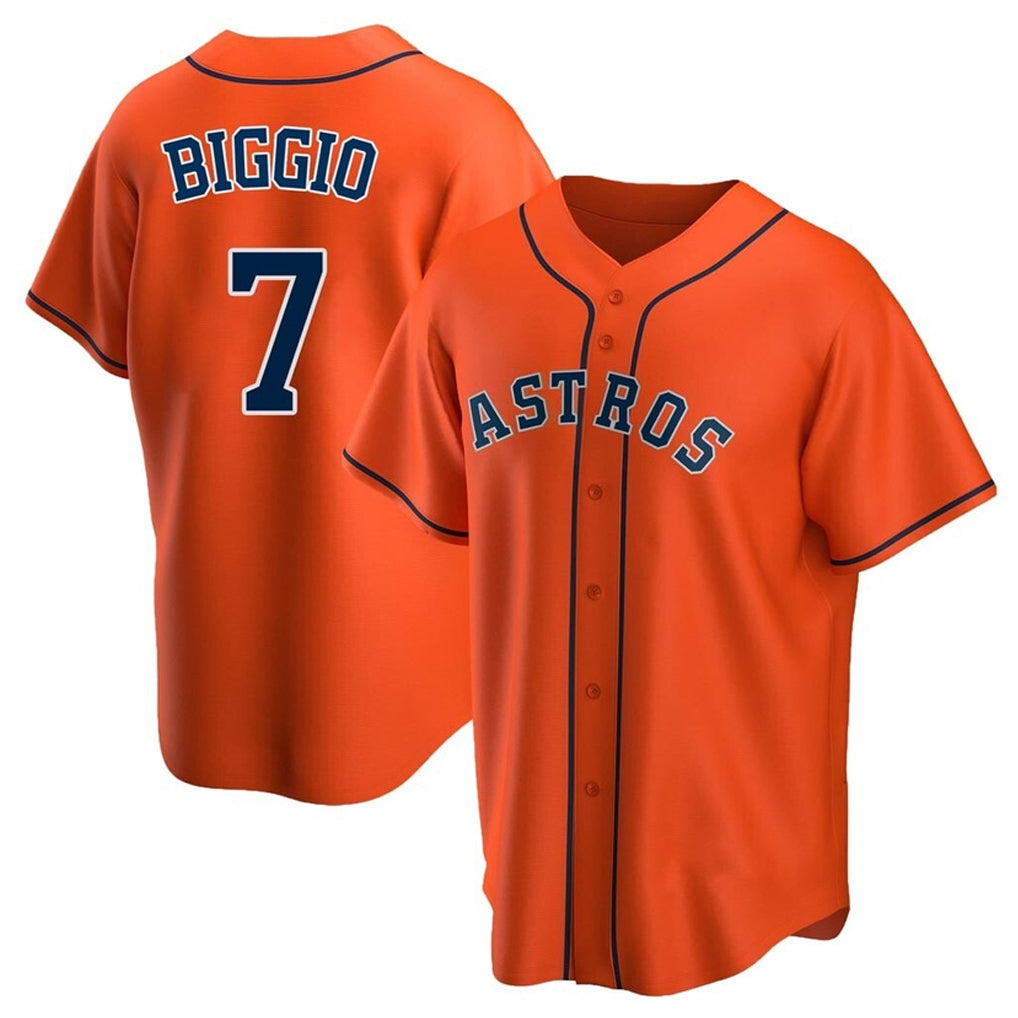 Fenge H.Astros #7 Craig Biggio Player Orange Home Game Stitched Jerseys