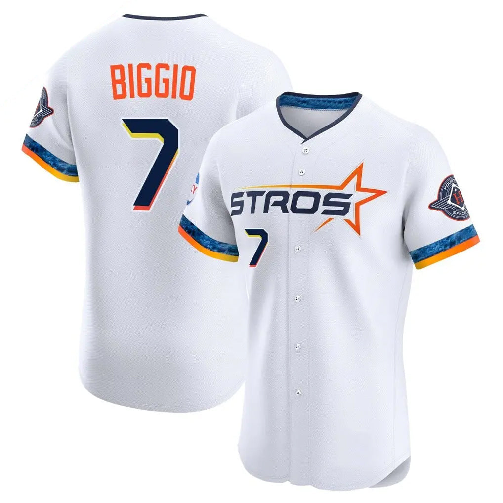 Fenge H.Astros #7 Craig Biggio Player White City Connect Limited Elite Home Stitched Jerseys