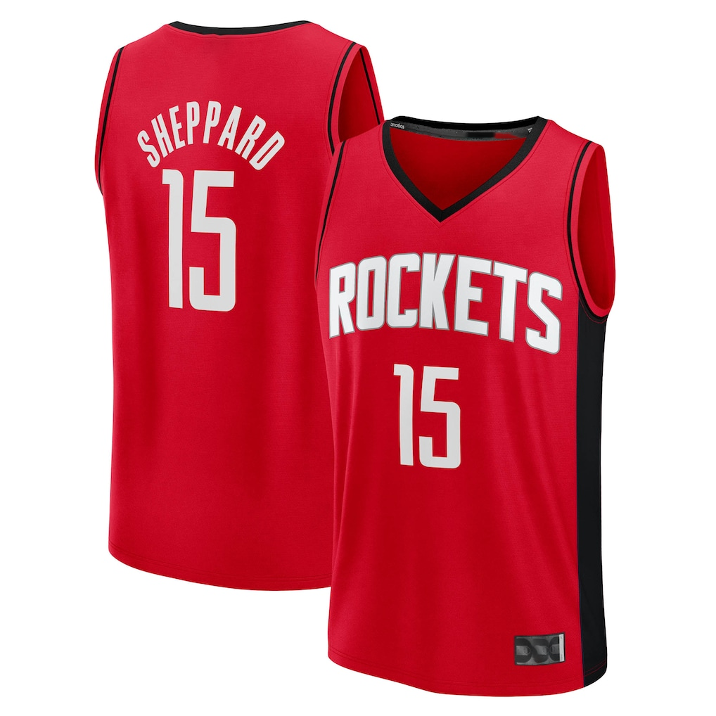 Fenge H.Rockets #15 Reed Sheppard Red Fast Break Replica Stitched Jerseys-Icon Edition