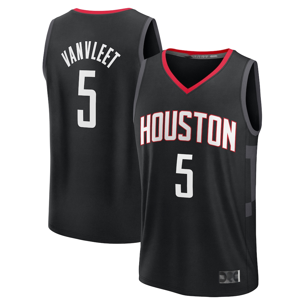 Fenge H.Rockets #5 Fred VanVleet Black Fast Break Replica Player Stitched Jerseys-Statement Edition