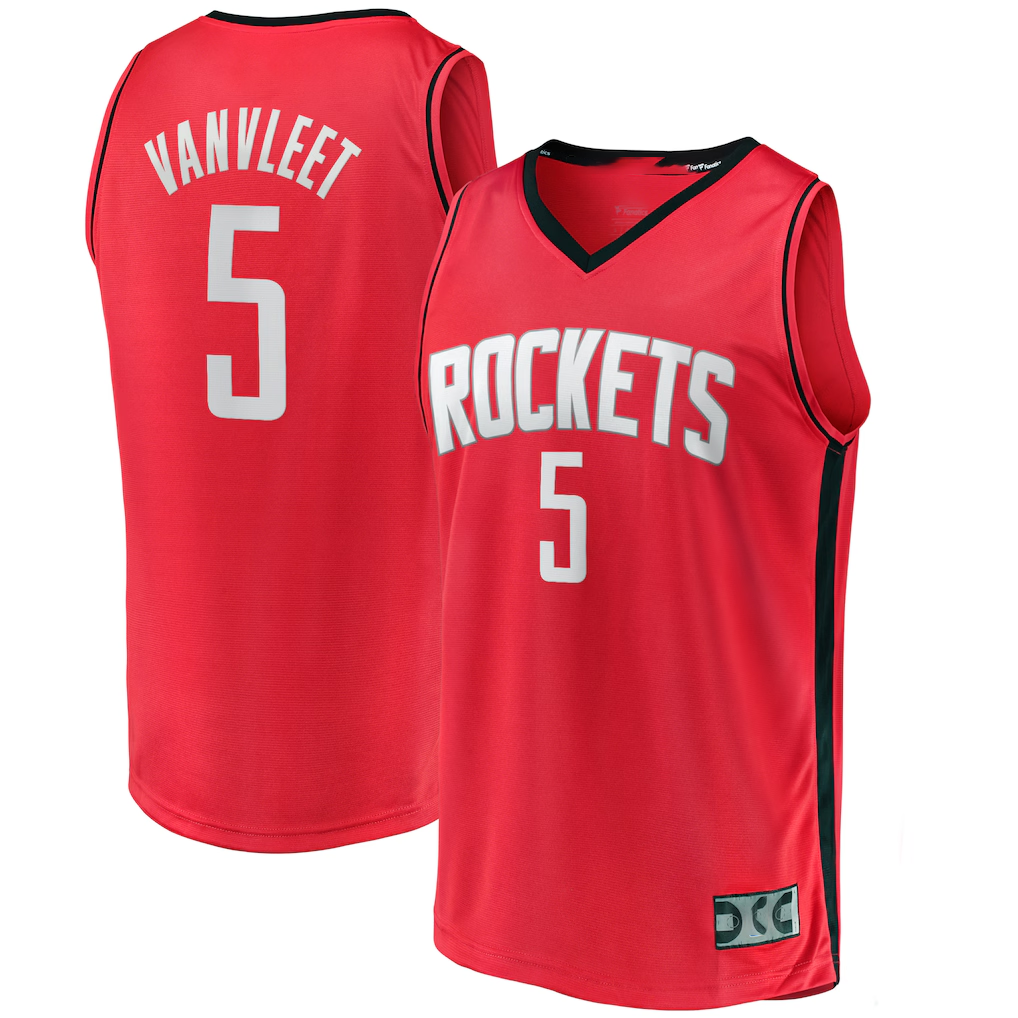 Fenge H.Rockets #5 Fred VanVleet Red Fast Break Replica Player Stitched Jerseys-Icon Edition