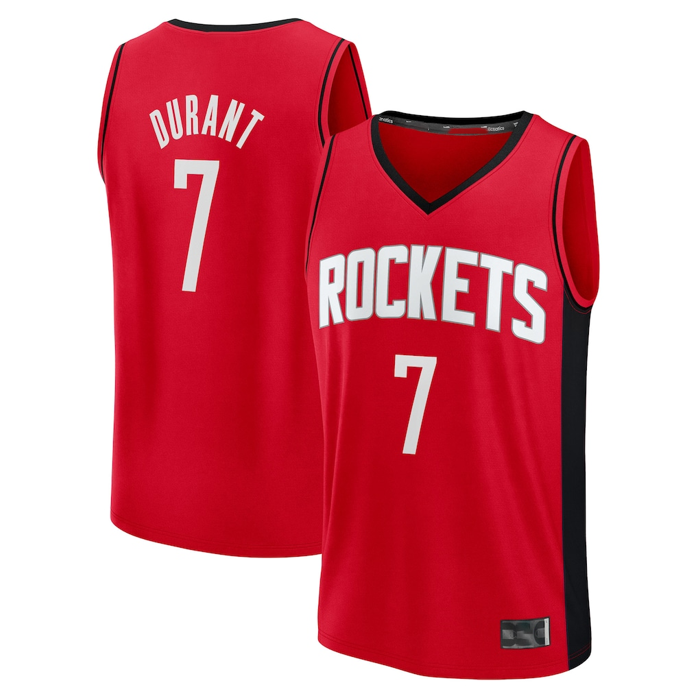 Fenge H.Rockets #7 Kevin Durant Red Fast Break Replica Player Stitched Jerseys-Icon Edition
