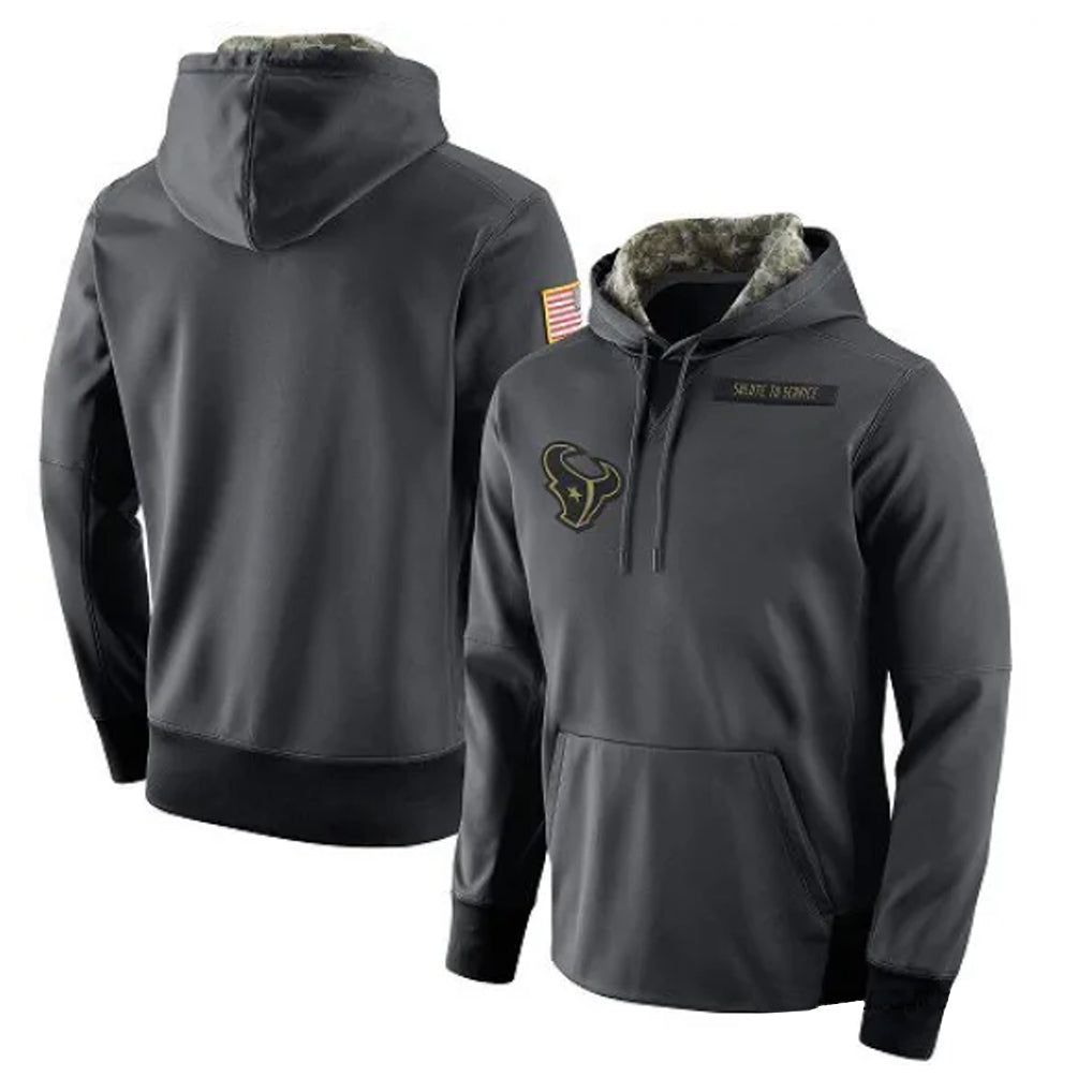 Fenge H.Texans Anthracite Salute to Service Performance Hoodie Blank Player Stitched Jerseys