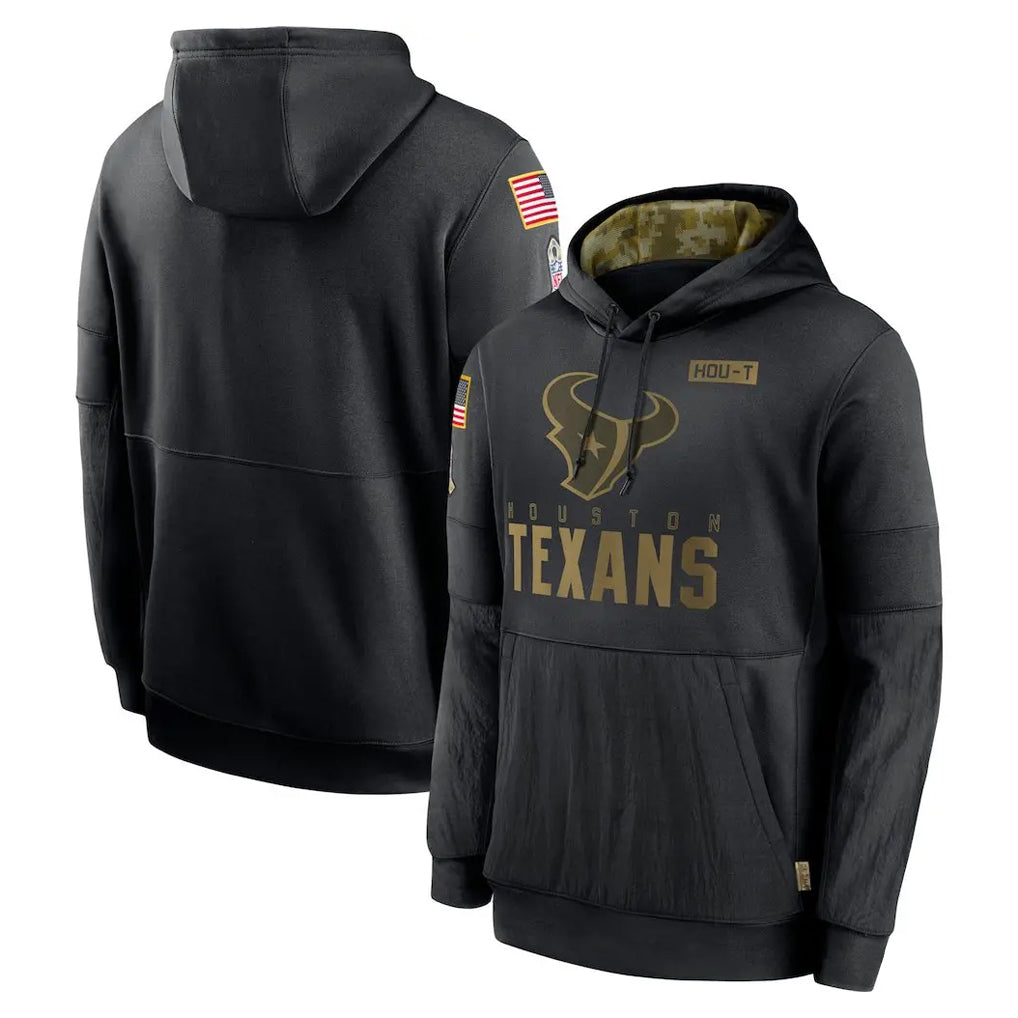 Fenge H.Texans Black Salute to Service Hoodies Limited Game Blank Player Stitched Jerseys