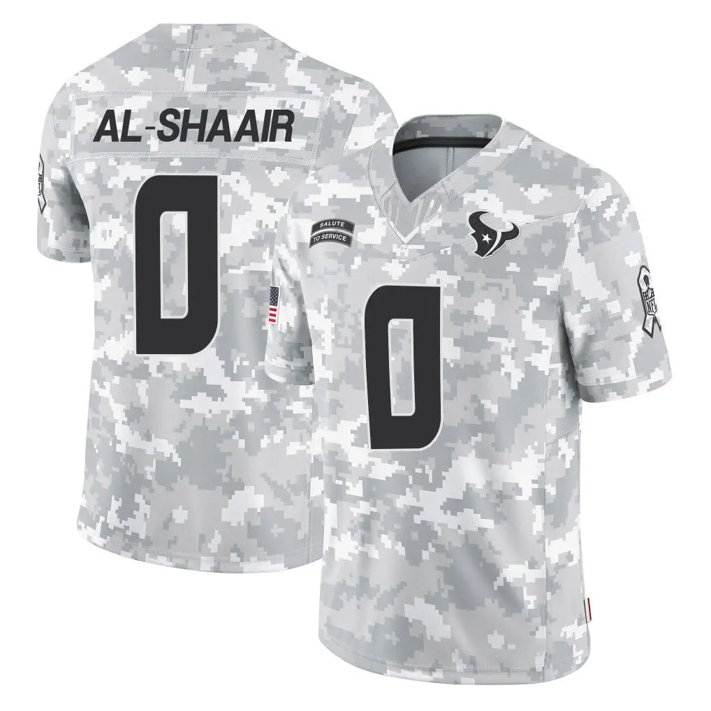 Fenge H.Texans #0 Azeez Al-Shaair Player Arctic Camo Salute To Service Limited Game Stitched Jerseys