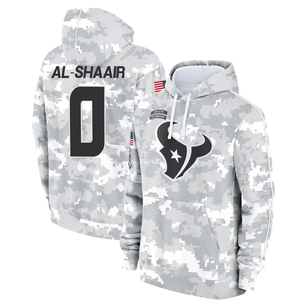 Fenge H.Texans #0 Azeez Al-Shaair Player Arctic Camo Salute to Service Hoodies Limited Game Stitched Jerseys