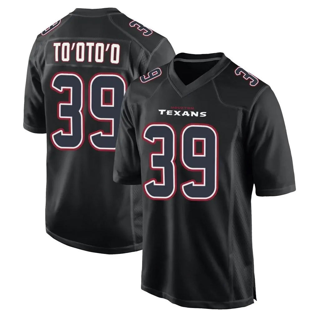 Fenge H.Texans #39 Henry To'oTo'o Player Black Fashion Home Game Stitched Jerseys